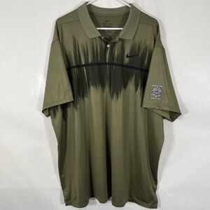 Whistling Straits Nike Standard Fit Golf Polo Shirt Mens 2XL XXL Olive Green Geo
